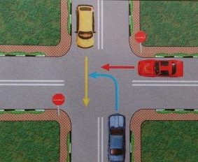 در تقاطع شکل زیر حق تقدم عبور با کدام وسیله است